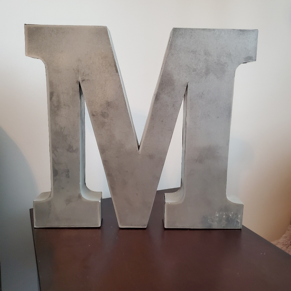 Galvanized metal letter M decorative